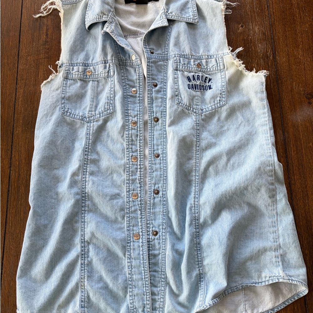 Harley-Davidson Kids Light Blue Denim Sleeveless Shirt